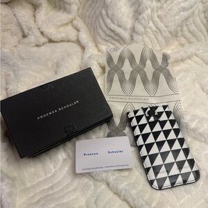 Proenza Schouler Geometric Leather Card Case Phone Holder Black White